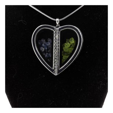 Raw Sapphire + Peridot necklace.