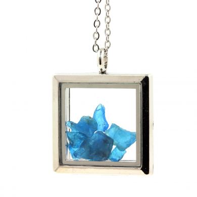 Raw neon blue Apatite necklace.