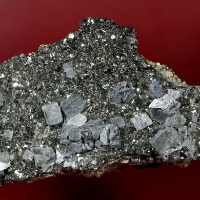 Galena on Sphalerite, with Ankerite, Pyrite, and Chalcopyrite