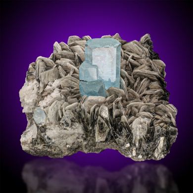 Aquamarine  on Muscovite