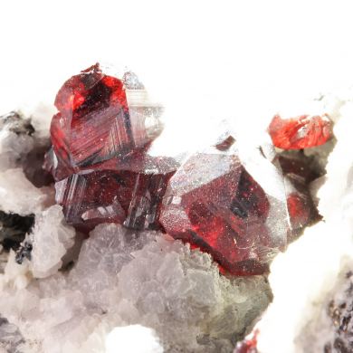 Excellent gemmy red Proustite crystals on matrix - Uchucchacua Mine, Oyon Prov., Lima Dept., Peru