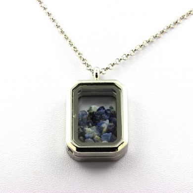 Raw Benitoite necklace.