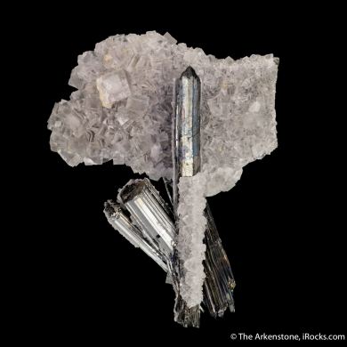 Stibnite and Fluorite (fluorescent)