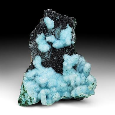 Chrysocolla after Malachite after Azurite with Quartz