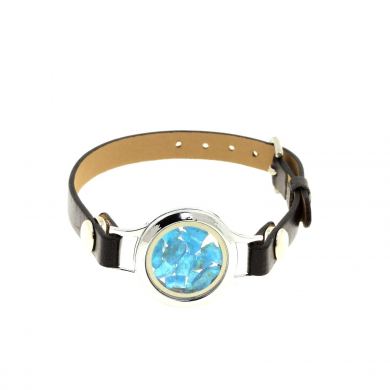 Raw neon blue Apatite strap watch model 25 mm.