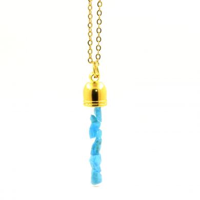 Raw neon blue Apatite necklace.