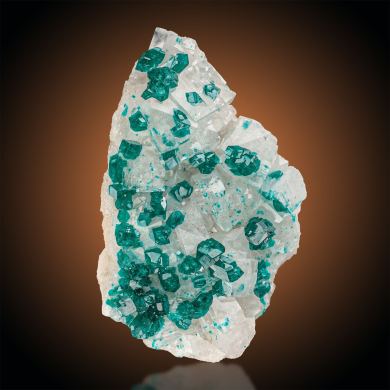 Dioptase  on Calcite