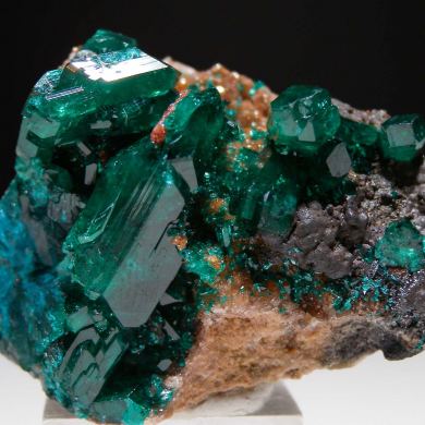 Dioptase on Quartz