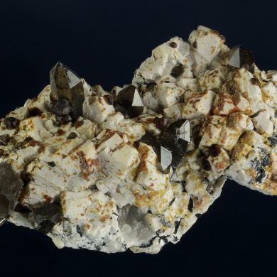 Quartz (Smoky) with Feldspar, Spessartine