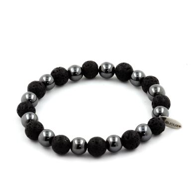 Hematite + Lava Bracelet 8 mm.