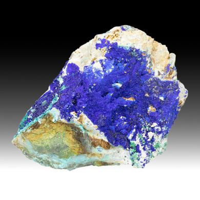 Azurite with Olivenite, Tyrolite