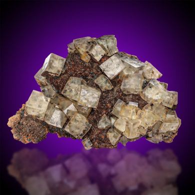 Fluorite  on Siderite