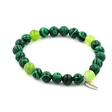 Malachite + Peridot Bracelet 8 mm Beads.