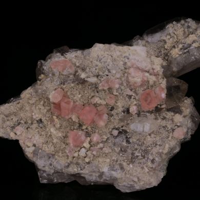 Pink FLUORITE on QUARTZ - Massif du Mont-Blanc, France