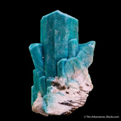 Microcline var. Amazonite on Albite var. Cleavelandite