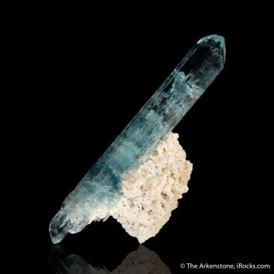 Beryl var. Aquamarine on Albite