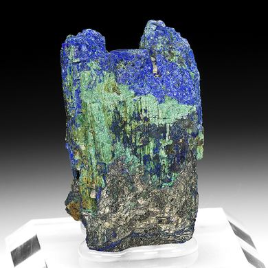 Chalcostibite with Azurite, Malachite