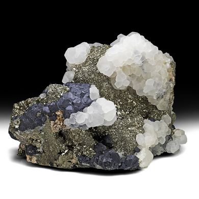 Pyrite after Pyrrhotite with Galena, Calcite, Quartz, Dolomite