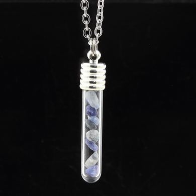 Raw Benitoite necklace.