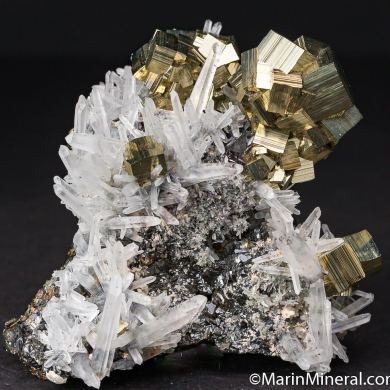 Pyrite, quartz on Sphalerite