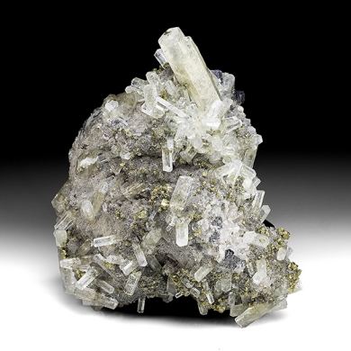 Calcite with Chalcopyrite, Galena