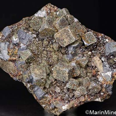 Chalcopyrite on Galena with Sphalerite