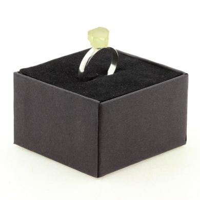 Silver Plated raw Spodumene Hiddenite Ring. 9.58 ct.