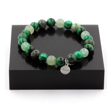 Green Tiger's Eye + Malachite + Aventurine + African Turquoise Bracelet 8 mm Beads.