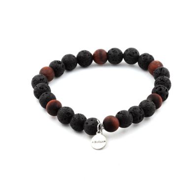 Lava + Matte Red Tiger's Eye Bracelet 8 mm Beads.