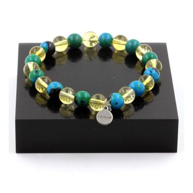 Chrysocolla + Citrine Bracelet 8 mm Beads.