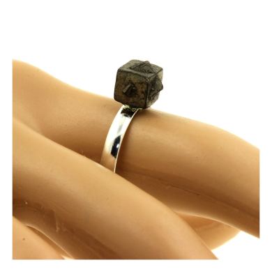 Silver Plated raw Pyrite Ring. 13.24 ct.