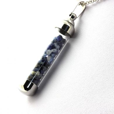 Raw Benitoite necklace.