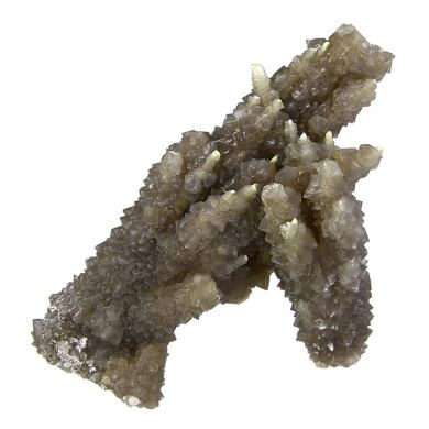 Chalcedony on Smoky Quartz “casts” after Laumontite