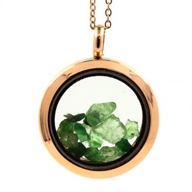 Raw Tsavorite Garnet necklace.