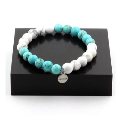 Howlite + Turquoise Bracelet 8 mm Beads.