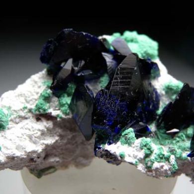 Azurite, Malachite on Dickite