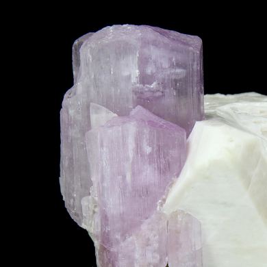 Spodumene /(var: “Kunzite”)/ with Tourmaline and Microlite on Microcline