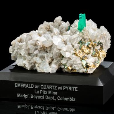 Emerald on Quartz w/ Pyrite from Colombia