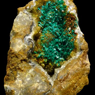 Dioptase, quartz