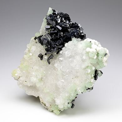 Babingtonite with Quartz, Prehnite, Analcime