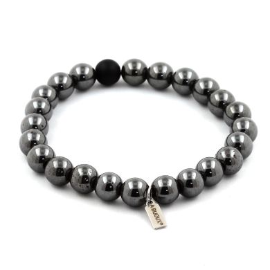 Hematite + Matte Black Onyx Bracelet 8 mm Beads.