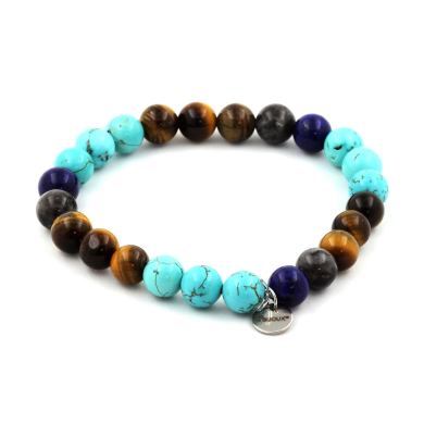 Labradorite + Tiger's Eye + Turquoise + Lapis Lazuli Bracelet 8 mm Beads.