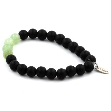 Matte Black Onyx + Aventurine Bracelet 8 mm.