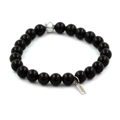 Black Agate + Howlite Bracelet 8 mm Beads.