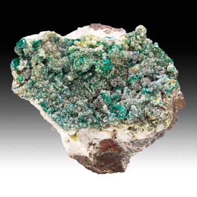 Dioptase with Calcite, Duftite