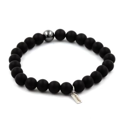 Matte Black Onyx + Hematite Bracelet 8 mm Beads.