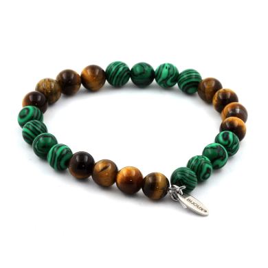 Tiger's Eye + Malachite Bracelet 8 mm.