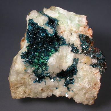 Clinoclase on Cornwallite with Malachite & Azurite