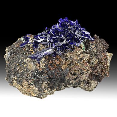 Azurite with Olivenite, Malachite