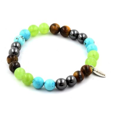 Peridot + Tiger's Eye + Turquoise + Hematite Bracelet 8 mm Beads.